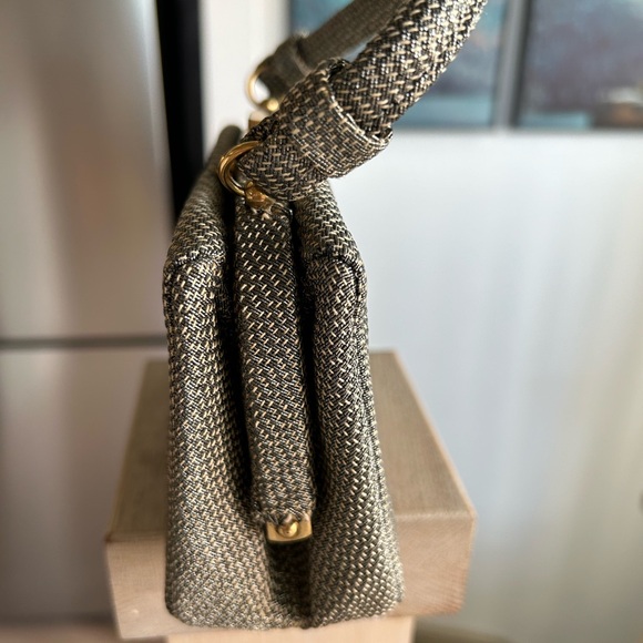 Koret 1950s/1960s designer handbag , woven silver grey with brass hardware . - Picture 12 of 15